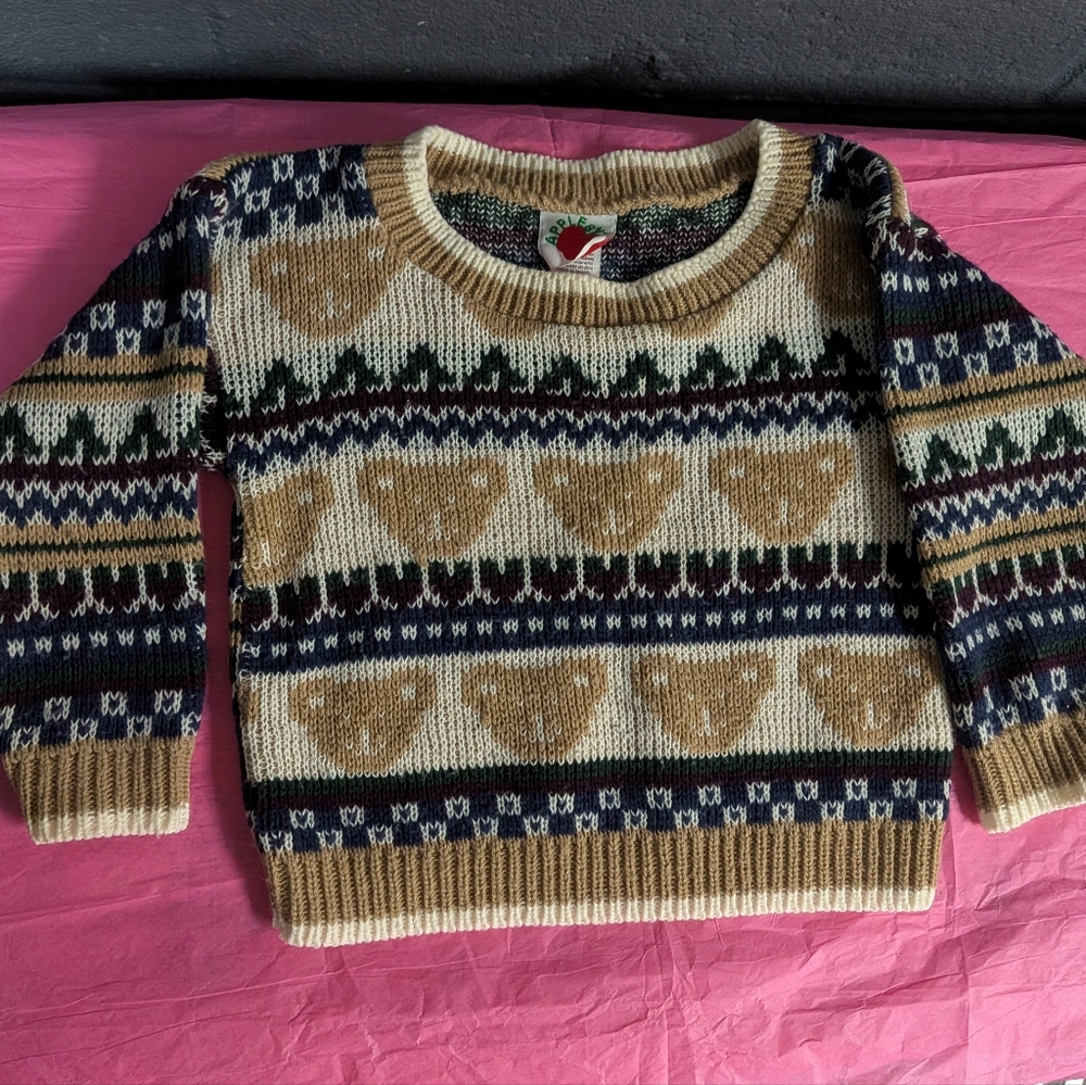 vintage-style children's Fair Isle Acrylic knit sweater Size 2t